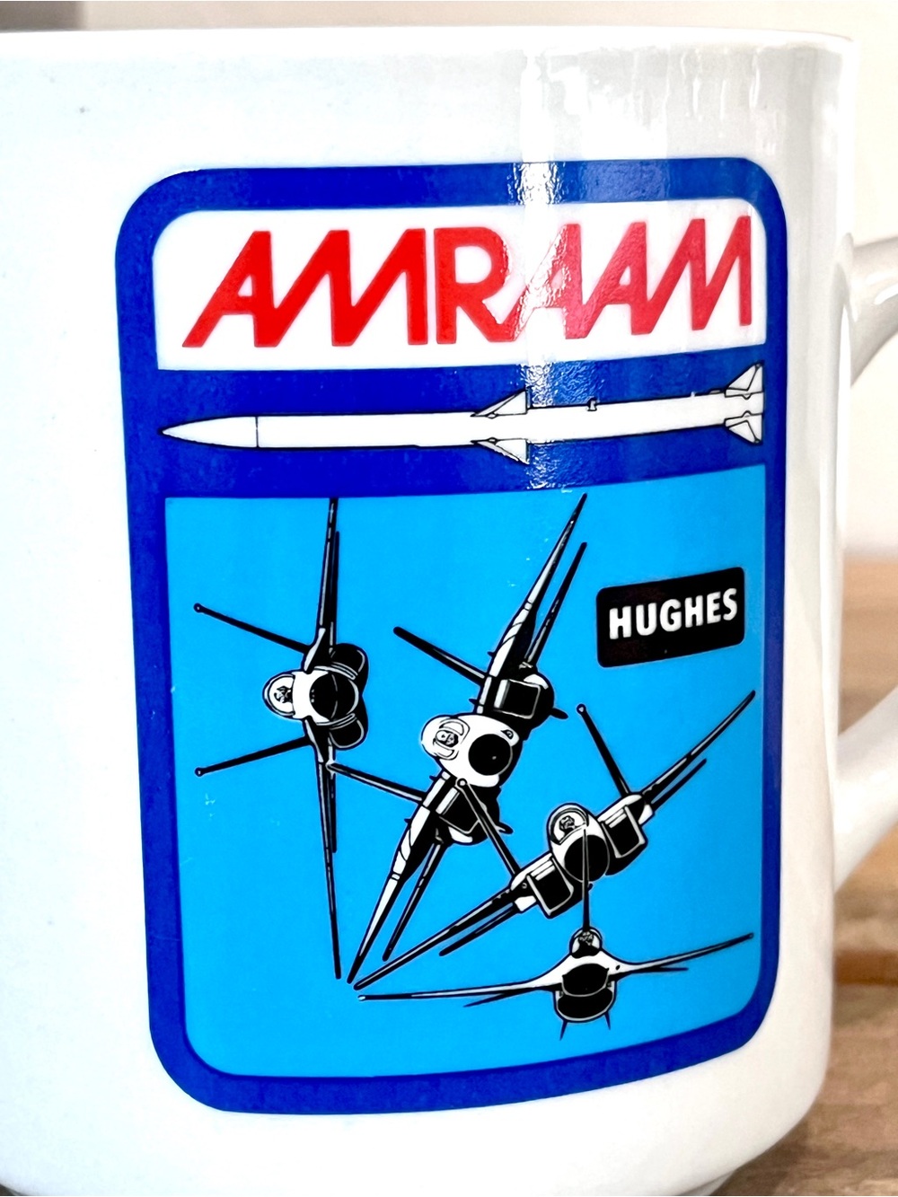 Vintage Hughes Aircraft Company AMRAAM Missile Defense Coffee Mug Military